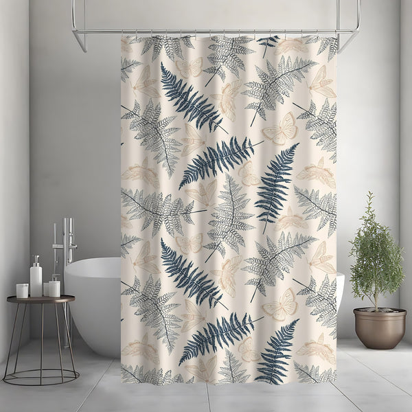 Bohemian Style Leaves Butterflies Bathroom Decor Shower Curtain