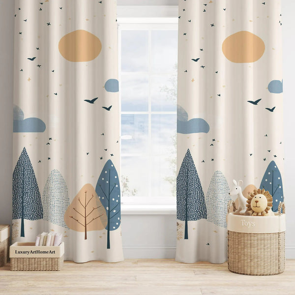 Boho Mountains Pattern Nursery Baby Room  Decor Blackout Thermal Window Curtain