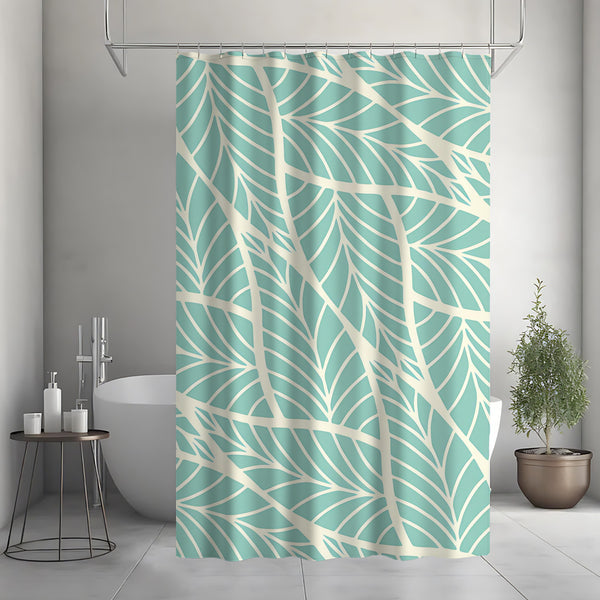 Clear Green Leaf Vein Texture Pattern Bathroom Decor Shower Curtain