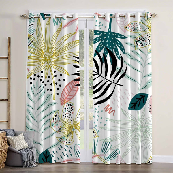 Colorful Leaves Of Various Tropical Plants Blackout Window Curtain