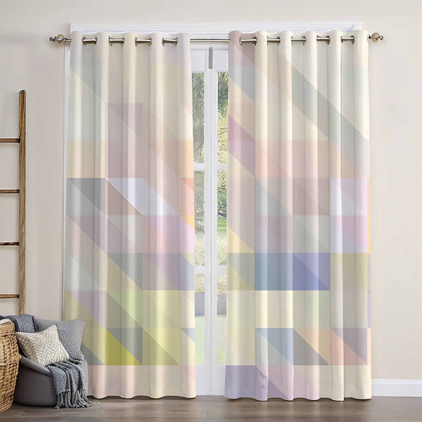 Colorful Mosaic Pixel Gradient Design Blackout Window Curtain