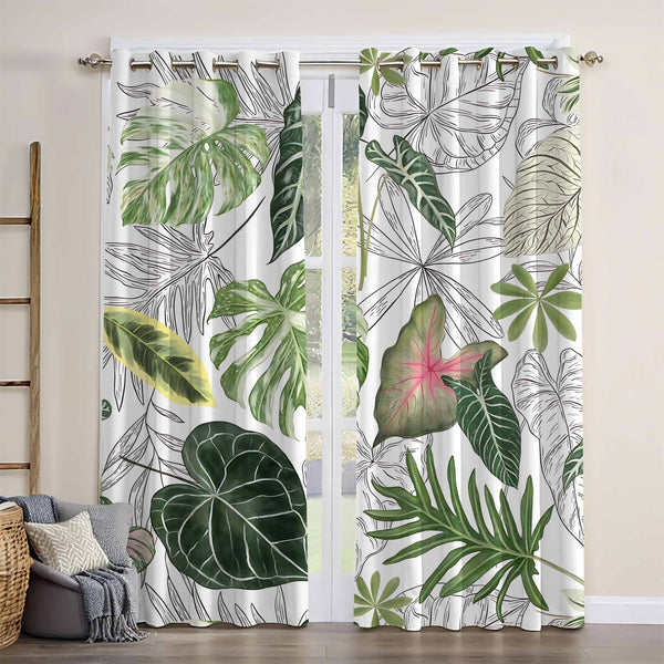 Diverse Leaves Of Tropical Rainforest Plants Blackout Window Curtain