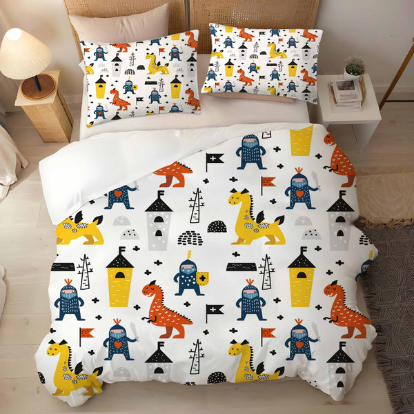 Dragon and Soldier Printed 3 Pieces Bedding Sets Duvet Cover Pillowcases