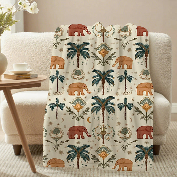 Ethnic Tribal Elephant Totem Imprint Soft Flannel Sofa Throw Blankets