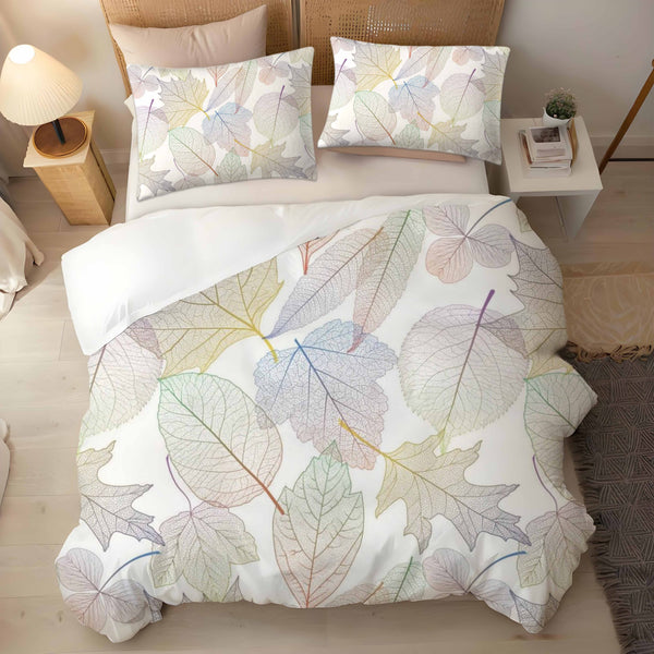 Fresh And Elegant Leaves With Clear Vein Texture 3-Pieces Bedding Duvet Cover Sets Pillowcase