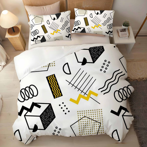 Irregular Black Lines Abstract Geometric 3-Pieces Bedding Duvet Cover Sets Pillowcase