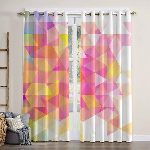 Pink Series Mosaic Pixel Gradient Design Blackout Window Curtain