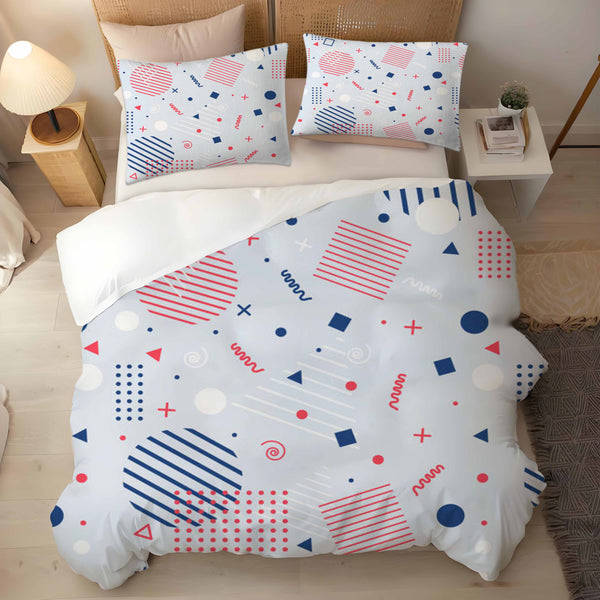Red and Blue Irregular Graphics Abstract Lines 3 Pieces Bedding Duvet Cover Sets Pillowcases