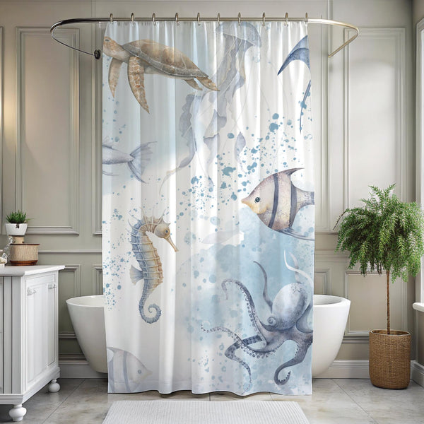 Sea Life Nature Beach Themed Shower Curtain BathRoom Decor