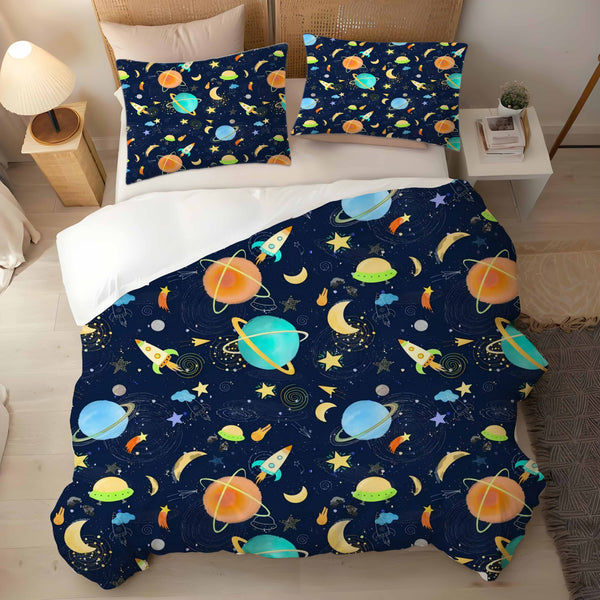 Starry Sky Universe Space Pattern 3 Pieces Bedding Duvet Cover Sets Pillowcases