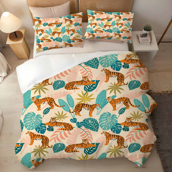 Tiger Printed 3 Pieces Bedding Sets Duvet Cover Pillowcases