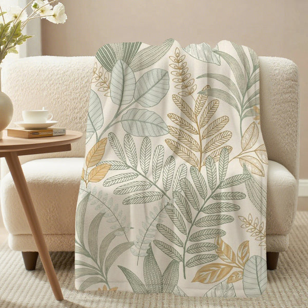 Tropical Leaves Green Yellow Veins Texture Soft Flannel Sofa Throw Blankets