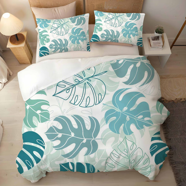 Tropical Rainforest Plant Leaves 3-Pieces Bedding Duvet Cover Sets Pillowcase