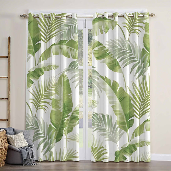 Tropical Rainforest Plant Leaves Blackout Window Curtain